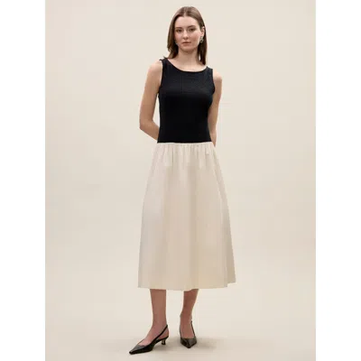 Rebecca Taylor Reese Mixed Media Dress In Black