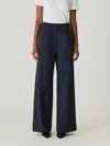 Rebecca Taylor Refined Sateen Wide Leg Cotton Trouser In Blue