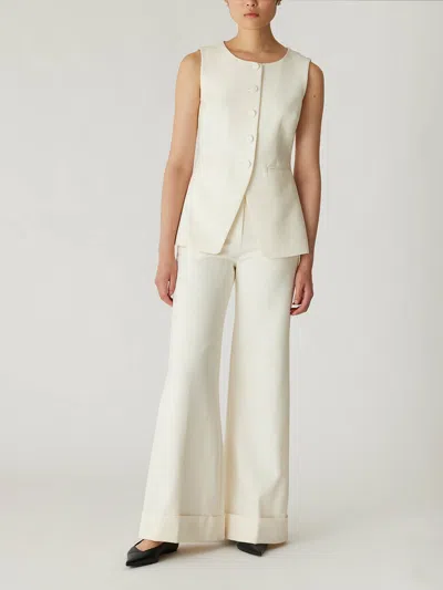 Rebecca Taylor Refined Suiting Button Front Vest In Cream