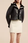 Rebecca Taylor Reversible Shearling Jacket In Black