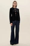 Rebecca Taylor Rhea Knit Peplum Cardi In Black