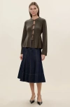 Rebecca Taylor Rhea Knit Peplum Cardi In Gray