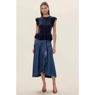Rebecca Taylor Rhea Knit Sweater In Blue