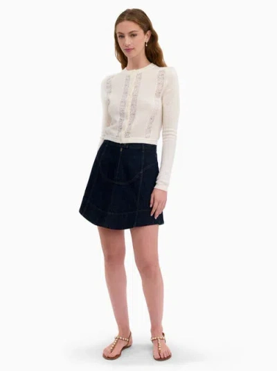 Rebecca Taylor Rhea Lace Knit Cardigan In White