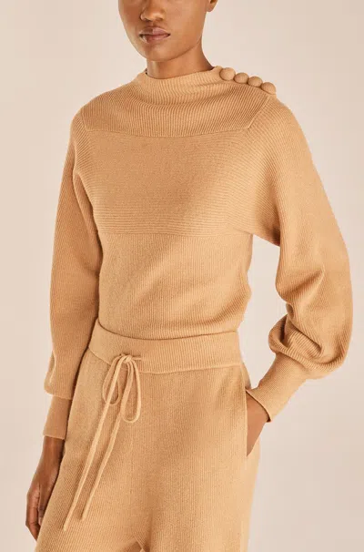 Rebecca Taylor Rib Mock Neck In Nude