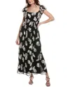 Rebecca Taylor Ribbon Lace Silk Maxi Dress In Black
