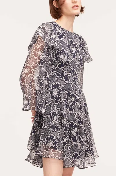 Rebecca Taylor Rochelle Fleur Ruffle Silk Dress In Multi