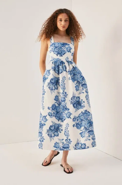 Rebecca Taylor Rosarium Fleur Midi Dress In Delft Combo