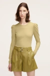 Rebecca Taylor Ruched Ls Top In Manzanilla