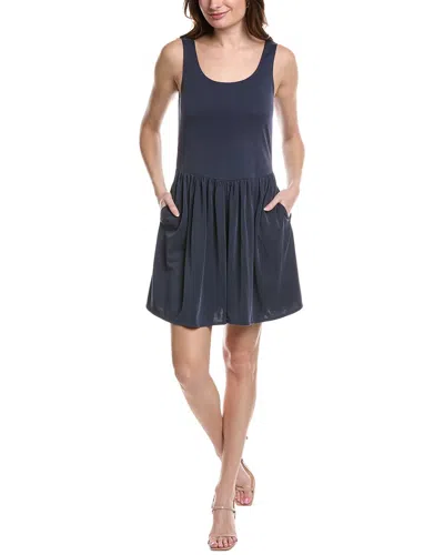 Rebecca Taylor Ruched Skirt Tank Mini Dress In Blue