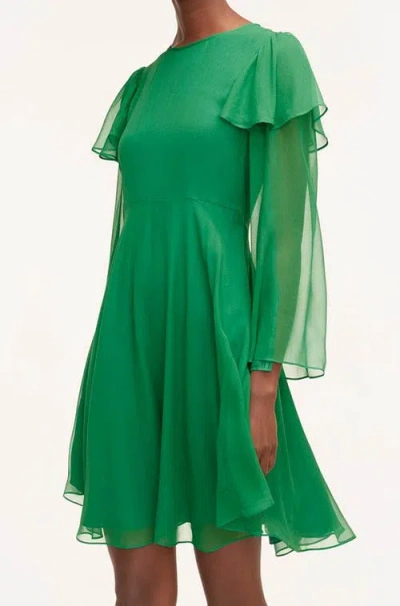 Rebecca Taylor Ruffle Silk Chiffon Dress In Green