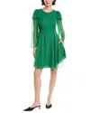 Rebecca Taylor Ruffle Silk Mini Dress In Green