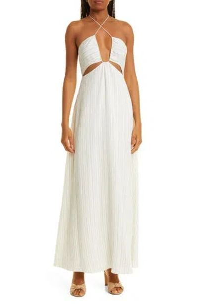 Rebecca Taylor Rumpled Stripe Halter Dress