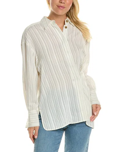 Rebecca Taylor Rumpled Stripe Shirt In White