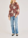 Rebecca Taylor Sarita Long-sleeve Top In Raisin Combo