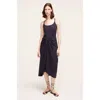 Rebecca Taylor Sarong Drape Dress In Navy