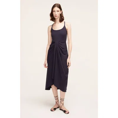 Rebecca Taylor Sarong Drape Dress In Navy