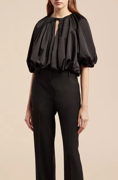 Rebecca Taylor Techy Sateen Bubble Top In Black