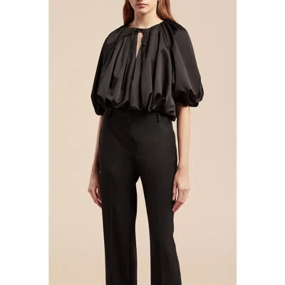 Rebecca Taylor Sateen Bubble Top In Black