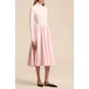Rebecca Taylor Sateen Midi Skirt In Icy Pink