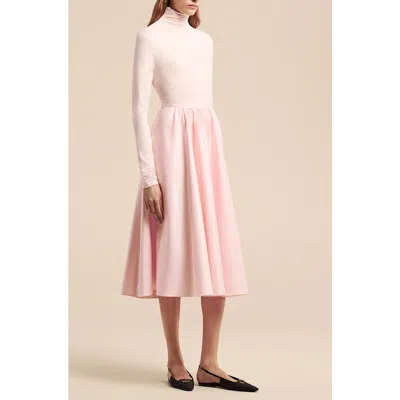 Shop Rebecca Taylor Sateen Midi Skirt In Icy Pink