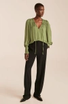 Rebecca Taylor Sateen Tie Top In Matcha