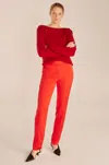 Rebecca Taylor Satin Cigarette Pant In Red