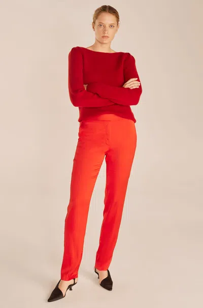 Rebecca Taylor Satin Cigarette Pant In Red