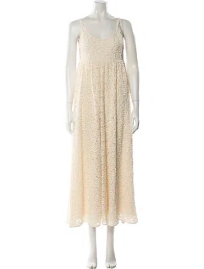 Pre-owned Rebecca Taylor Scoop Neck Long Dress In Neutral