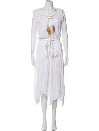 Pre-owned Rebecca Taylor Scoop Neck Long Dress In White