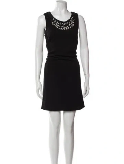 Pre-owned Rebecca Taylor Scoop Neck Mini Dress In Black