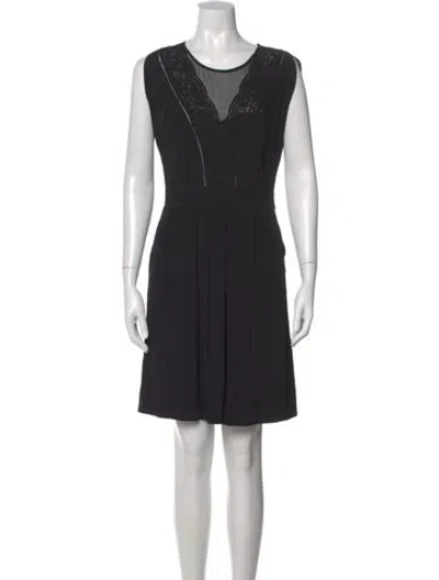 Pre-owned Rebecca Taylor Scoop Neck Mini Dress In Black