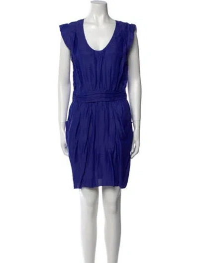 Pre-owned Rebecca Taylor Scoop Neck Mini Dress In Blue