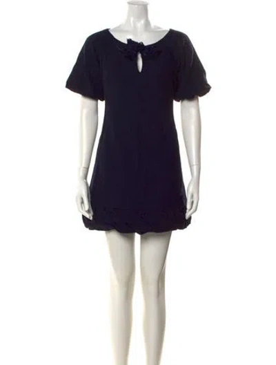 Pre-owned Rebecca Taylor Scoop Neck Mini Dress In Blue