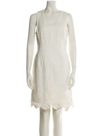 Pre-owned Rebecca Taylor Scoop Neck Mini Dress In Neutral