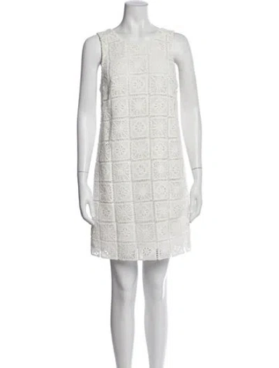 Pre-owned Rebecca Taylor Scoop Neck Mini Dress In White