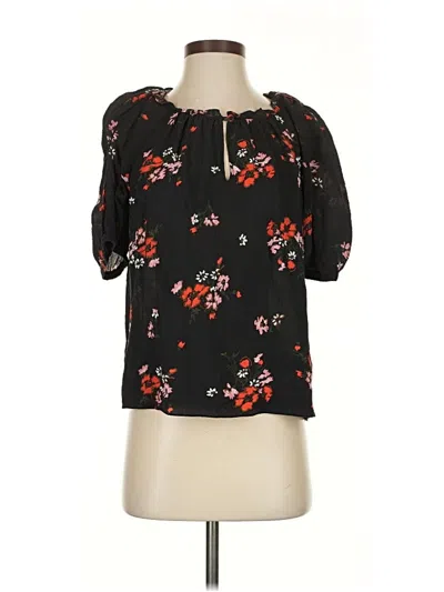 Pre-owned Rebecca Taylor Short Sleeve Blouse In Black