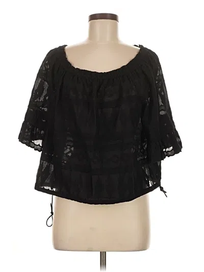Pre-owned Rebecca Taylor Short Sleeve Blouse In Black