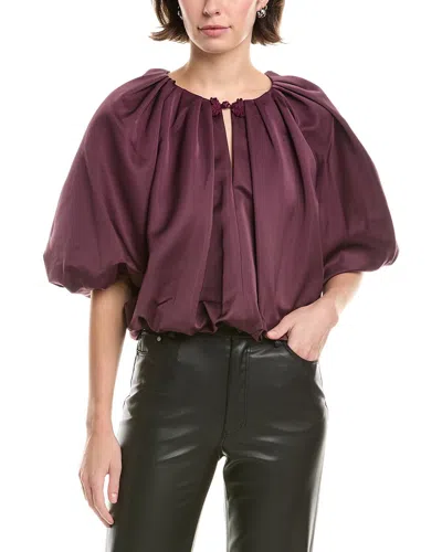 Rebecca Taylor Short Sleeve Blouse In Burgundy