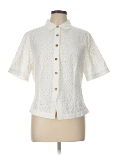 Rebecca Taylor Short Sleeve Blouse In White