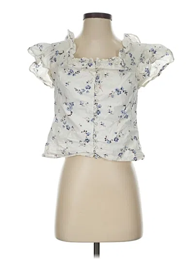 Pre-owned Rebecca Taylor Short Sleeve Blouse In Ivory