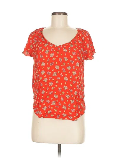 Pre-owned Rebecca Taylor Short Sleeve Blouse In Orange