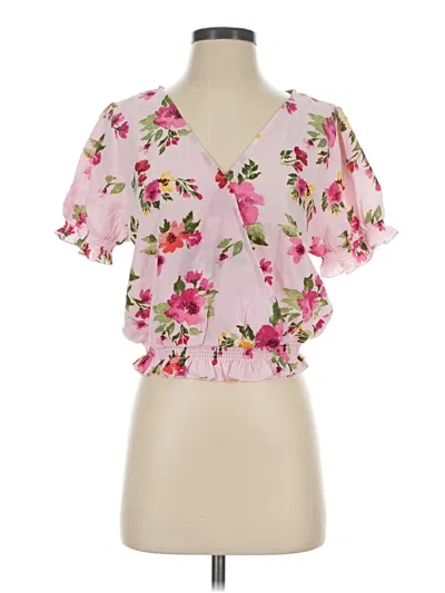 Rebecca Taylor Short Sleeve Blouse In Pink