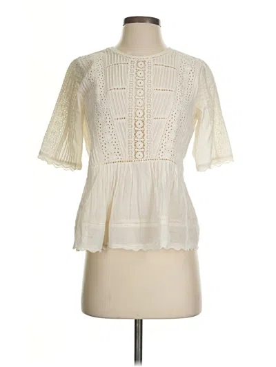 Pre-owned Rebecca Taylor Short Sleeve Blouse In White