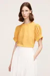 Rebecca Taylor Short Sleeve Cdc Blouse In Yellow