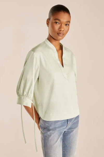 Rebecca Taylor Short Sleeve Popover Blouse In Aloe