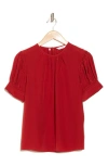 Rebecca Taylor Short Sleeve Silk Crêpe De Chine Blouse In Red Clay