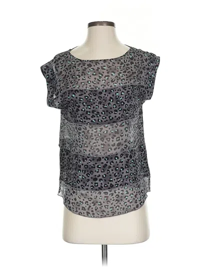 Pre-owned Rebecca Taylor Short Sleeve Silk Top Gray Square Neckline Tops