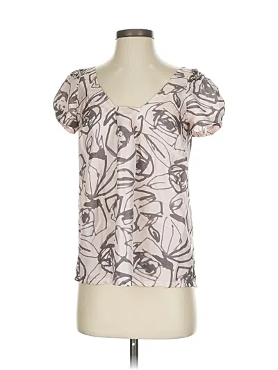 Pre-owned Rebecca Taylor Short Sleeve Silk Top Ivory Sweetheart Neckline Tops In White