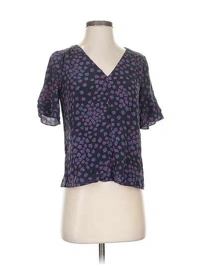 Pre-owned Rebecca Taylor Short Sleeve Silk Top Purple V Neck Tops